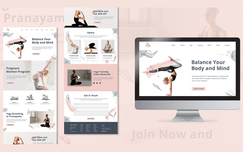 Modèle PSD de conception de page d'atterrissage de cours de yoga