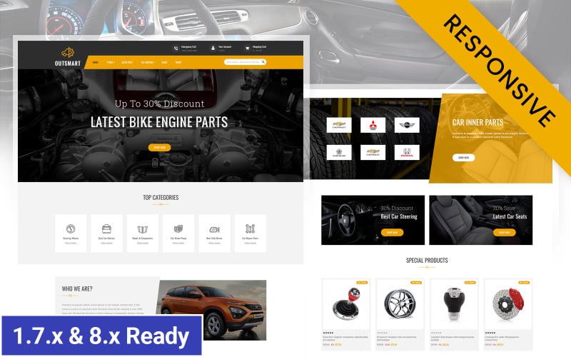 OutSmart - Responsywny motyw Prestashop Auto Parts Store