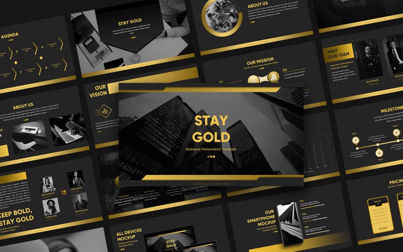 Plantilla de PowerPoint - presentación de negocios Stay Gold