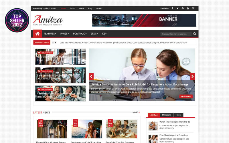 Amitza新闻和杂志Joomla模板5 Joomla 4和Joomla 3