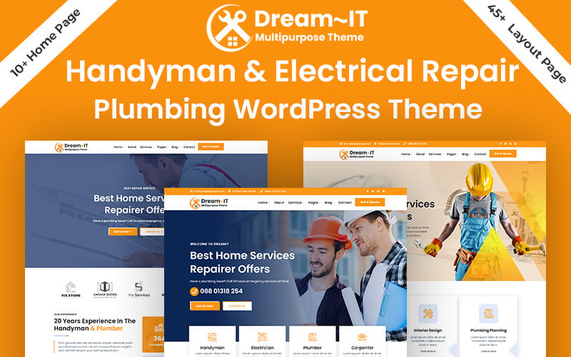 因此，WordPress de reacry和' acridricien et de plomberie DreamIT Handyman