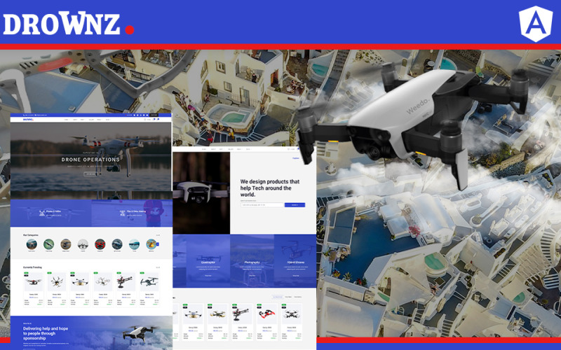 Drownz Drone en UAV Business Angular JS-websitesjabloon