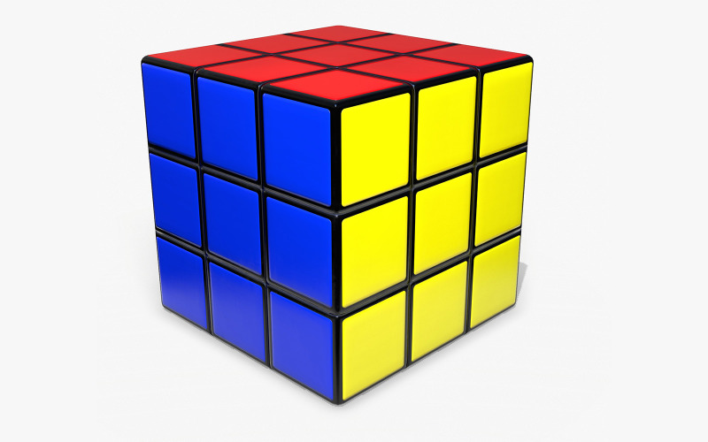 3D model Rubikova kostka s nízkou poly