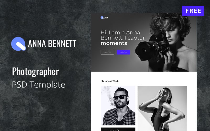 Gratis website-indeling voor fotografen - Ann Bennett PSD-sjabloon