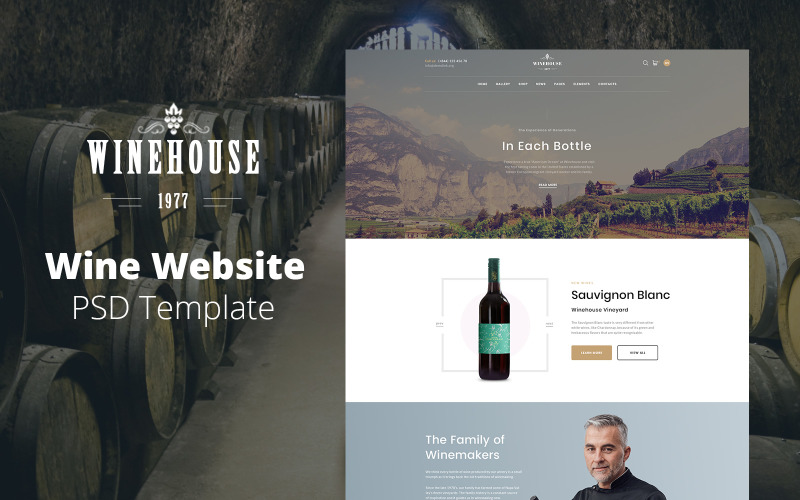 酒屋-葡萄酒网站设计PSD模板