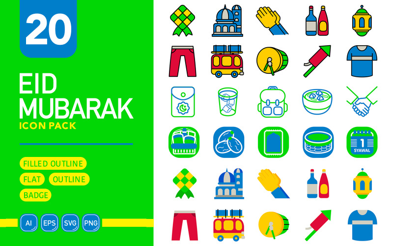 Eid Mubarak - Pack d'icônes vectorielles