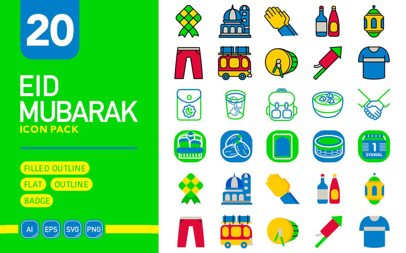 Eid Mubarak - Paquete de iconos vectoriales