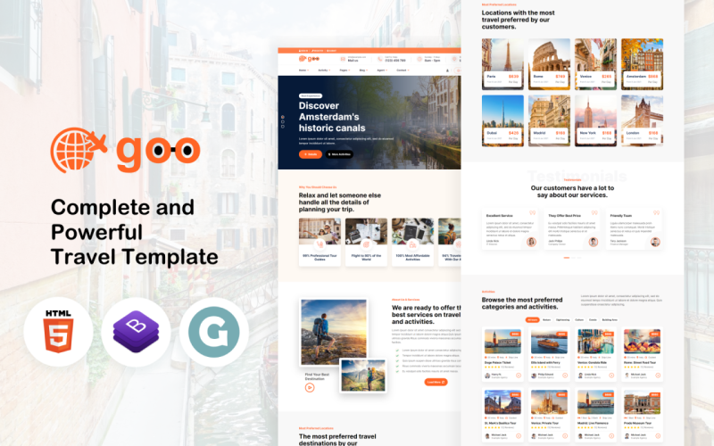 Goo Travel -旅游预订和代理网站模板