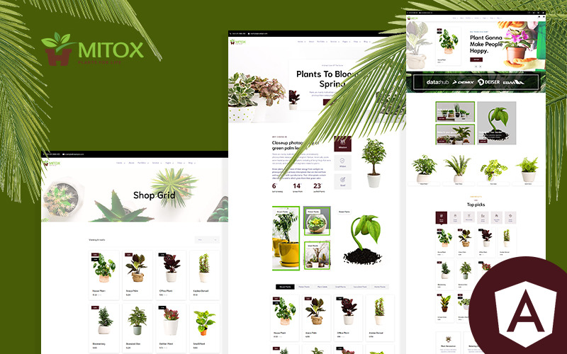 Mitox Kertészet és szobanövények szögletes webhelysablon