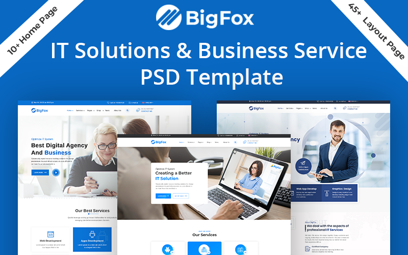 Plantilla PSD del servicio empresarial de la solución de TI de BigFox