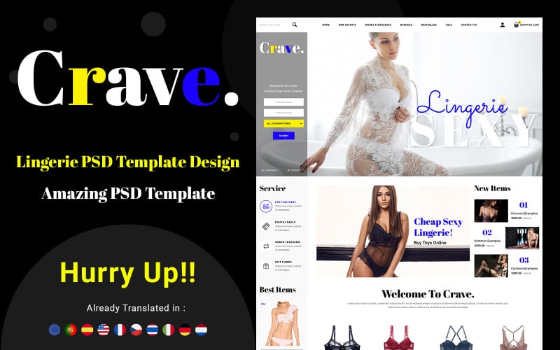 Crave - PSD-mall för underkläder för e-handel