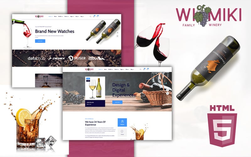 weiiki电子商务葡萄酒商店HTML5网站模板