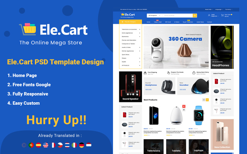 Ele Cart - Modèle PSD de commerce électronique électronique