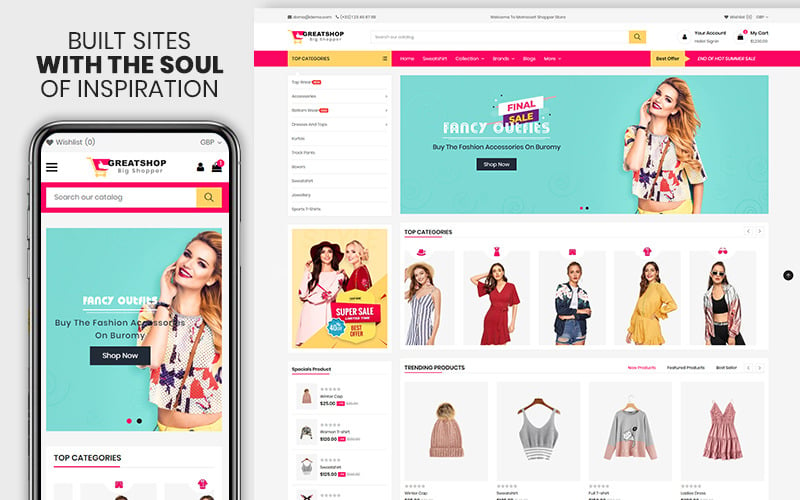 Greatshop - Klädsel & Fashion Premium Shopify-tema