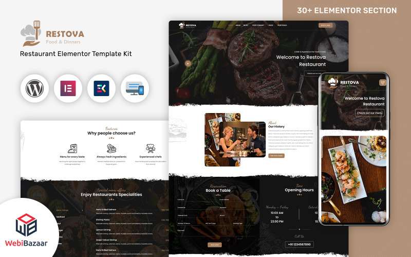 Restova - Snabbmat & restaurang responsivt Wordpress-tema