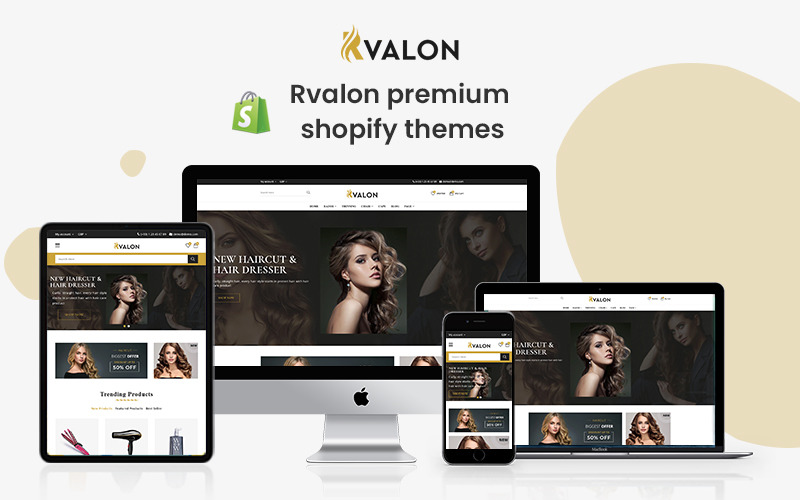 Rvalon - Frisörsalongens tillbehör och responsiv Shopify-tema i flera lager