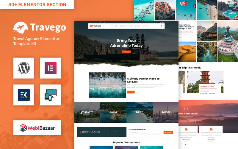 Travego - WordPress主题的旅行社和旅游模式