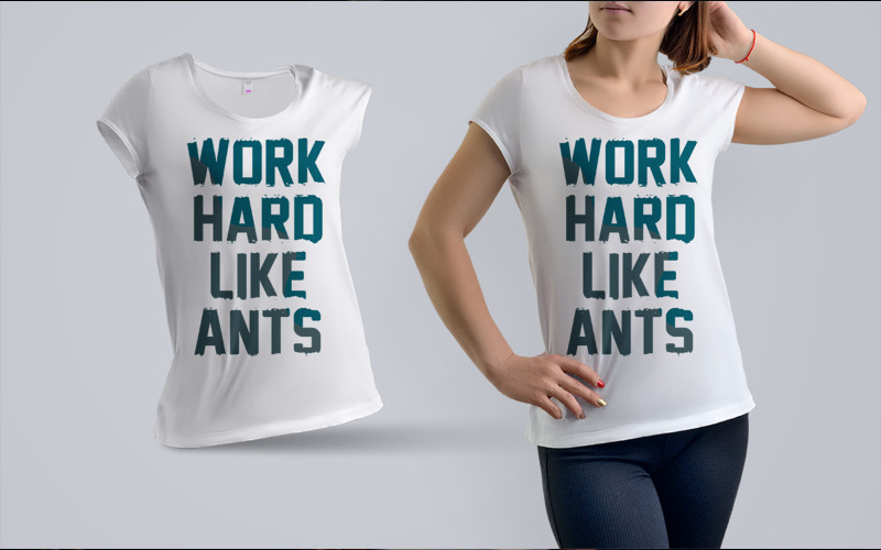 像蚂蚁一样努力工作激励字体t恤设计