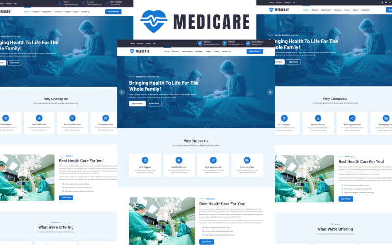 医疗保险-医疗和医生引导5 HTML5模板