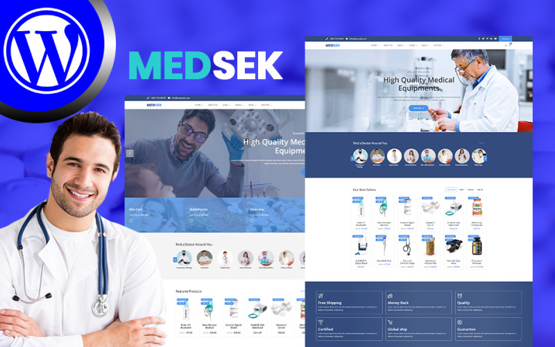 Medsek Medical Equipment Res-продавець тема WooCommerce