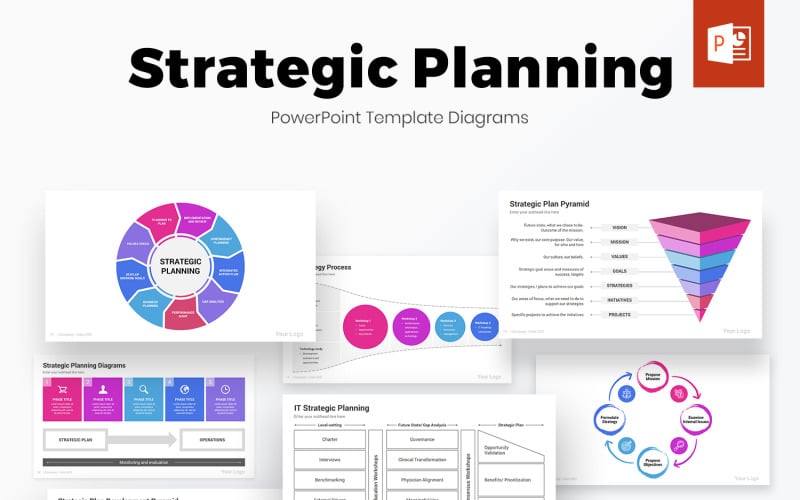 Diagramas de modelo de PowerPoint de planejamento estratégico