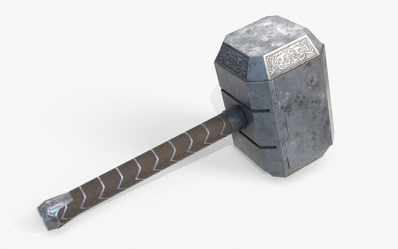 Thor Hammer Low Poly PBR Modello 3d