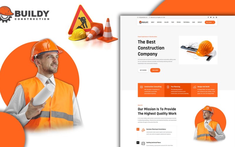 Buildy Modern Construction Céloldal HTML5 sablon