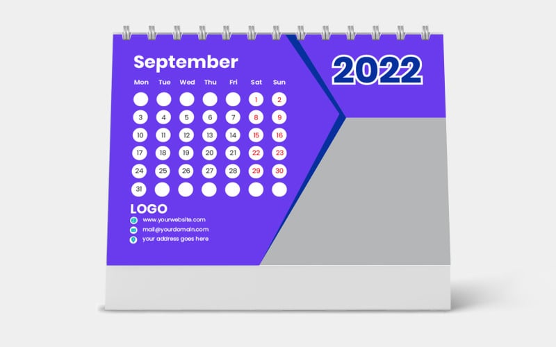 Calendario de diseño púrpura 2022