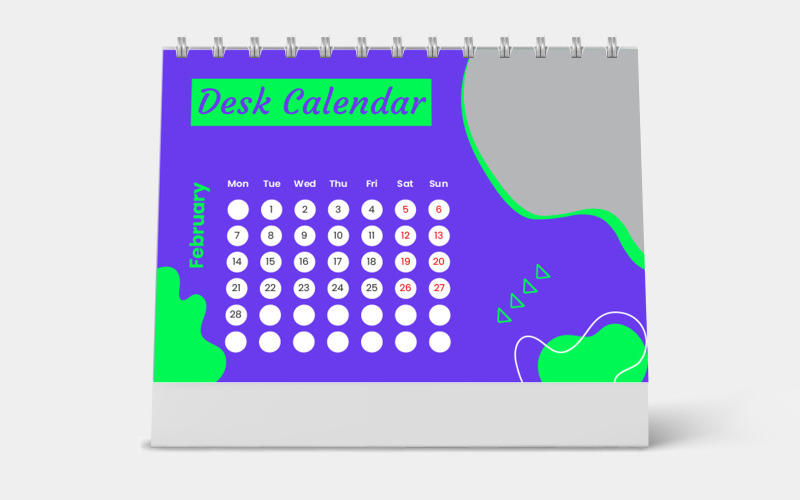 绿色矢量设计桌面日历2022模板