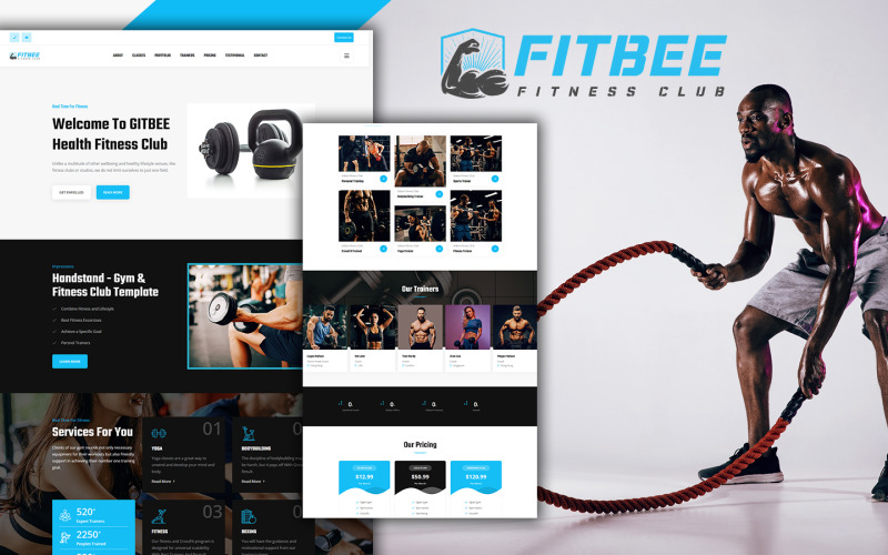 Шаблон целевой страницы Fitbee для тренажерного зала и фитнеса HTML5
