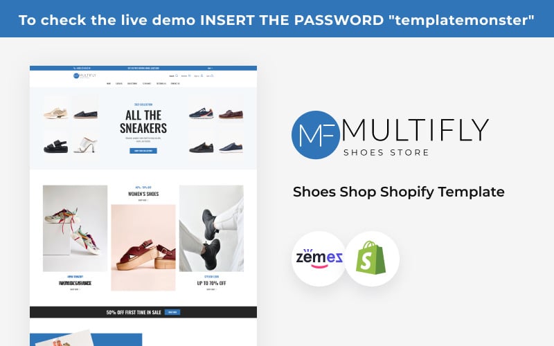 Plantilla de Shopify de zapatos de marca de tema multifly