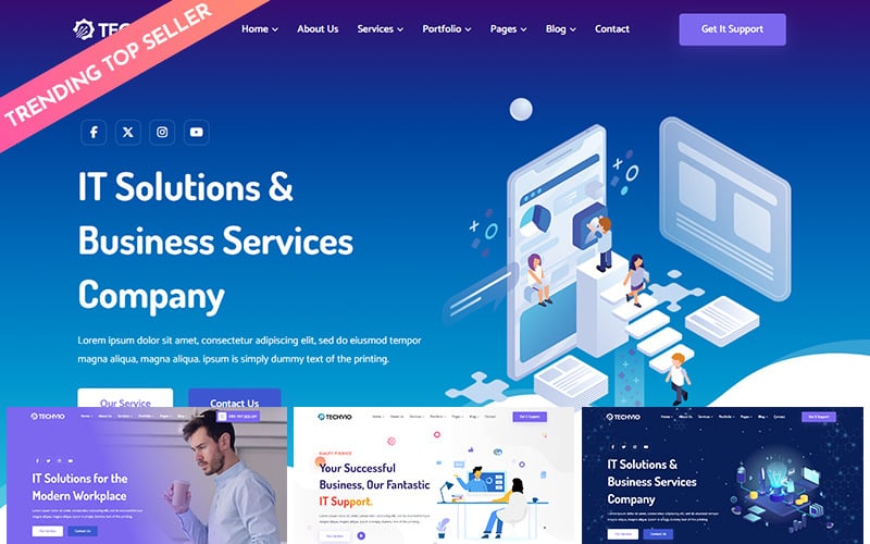 Techvio – IT megoldások és üzleti szolgáltatások többcélú HTML5 webhelysablon
