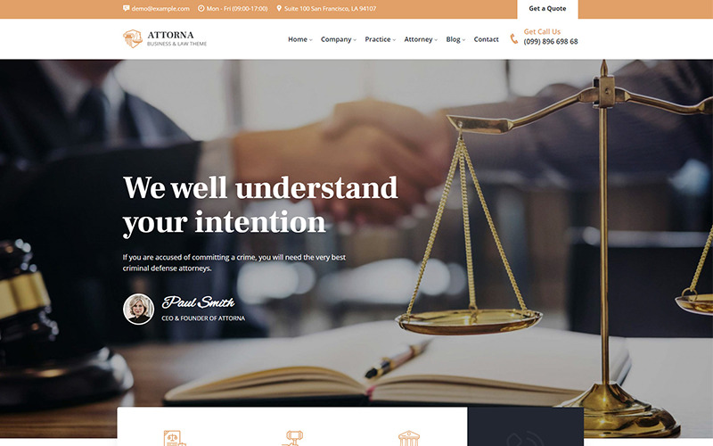 Attorna - Modèle de site Web adaptatif pour le droit, les avocats et les avocats