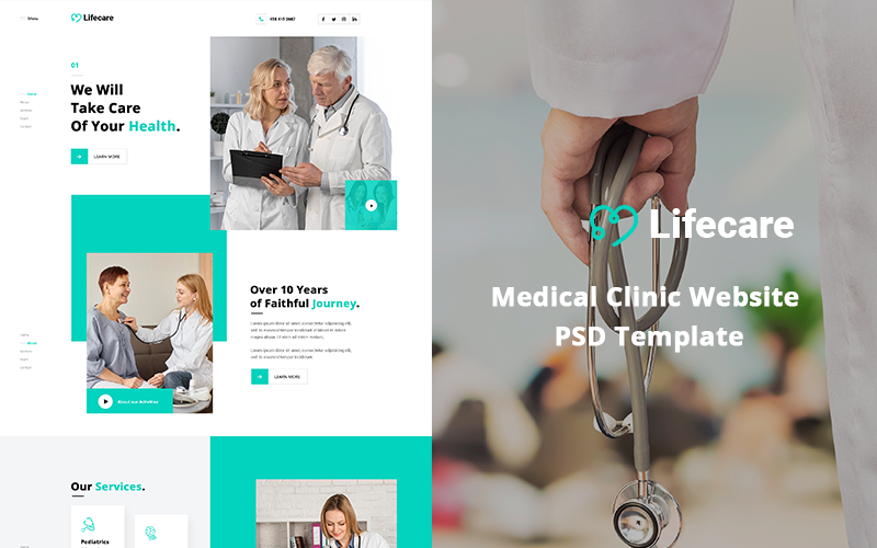 Lifecare -医疗诊所网站PSD模板