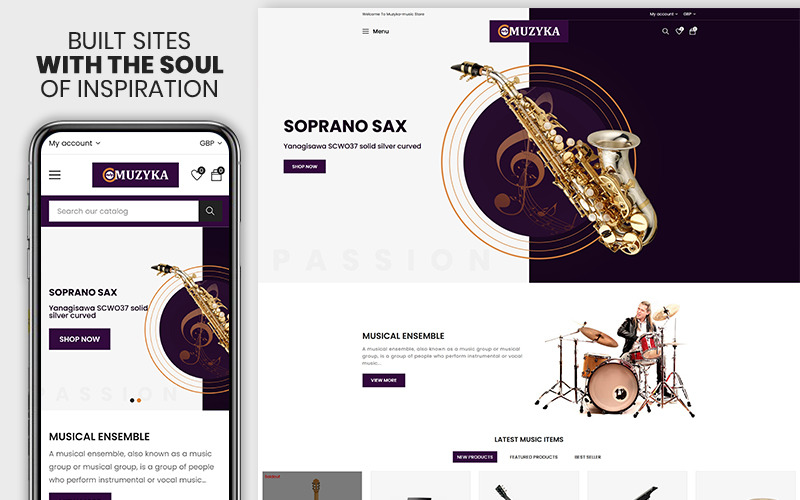 Muzyka — motyw Shopify Muzyka i gitara Premium