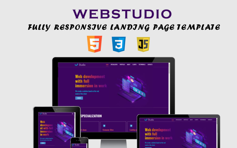 WebStudio - Vollständig reaktionsfähige Landing-Page-Vorlage