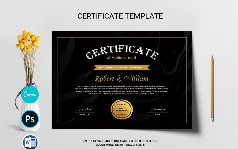Certificate of Appreciation Template. MS Word, Canva and Photoshop