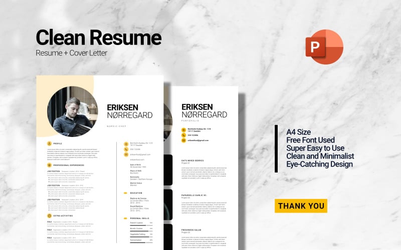 Schoon minimalistisch curriculum vitae - CV Powerpoint-sjabloon