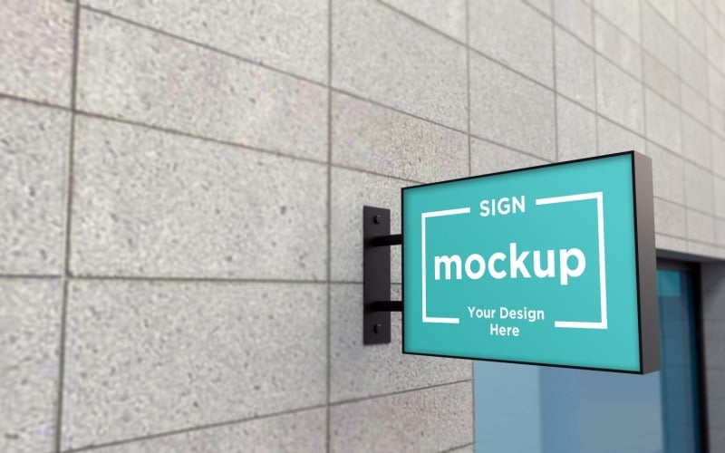 Square Wall Mount Signage Mockup Template TemplateMonster