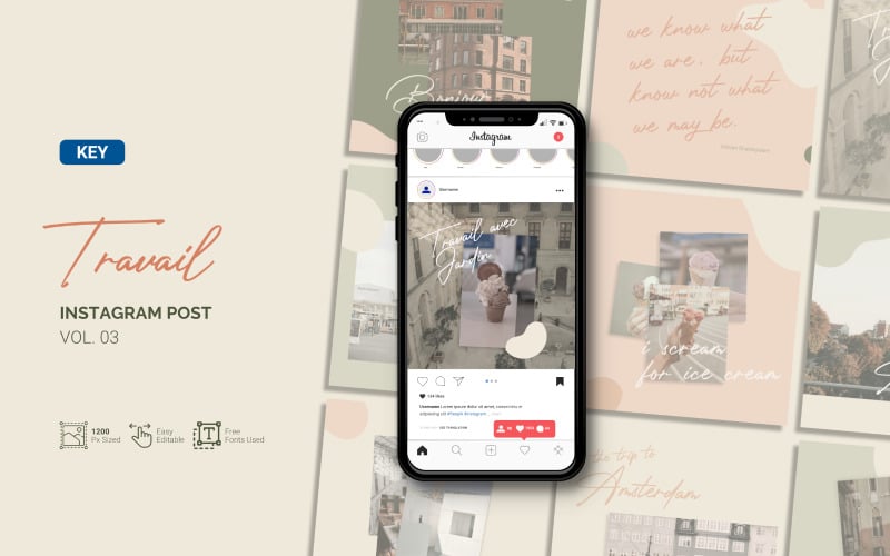 Travail - Tourism Blog Instagram Post - Keynote Template