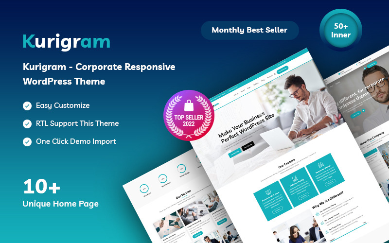 Kurigram - Responsivt WordPress-tema för företag
