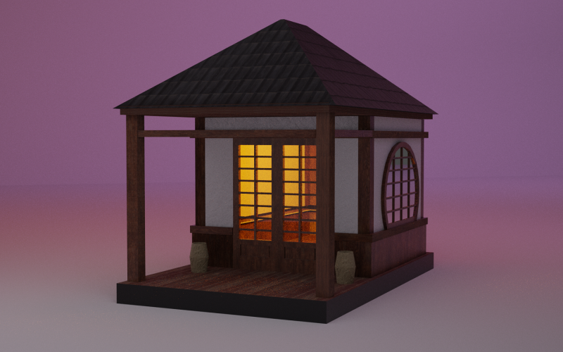 Japanese TeaHouse Clipart Build Low-poly 3D model