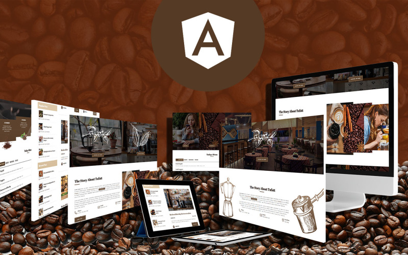 Fattbean -咖啡店Angular JS模板