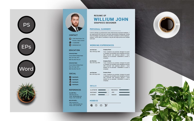 Willium John Creative的简历模板和完整的简历模板