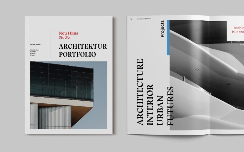 Architektur Broschüre Portfolio Magazin Vorlagen Template