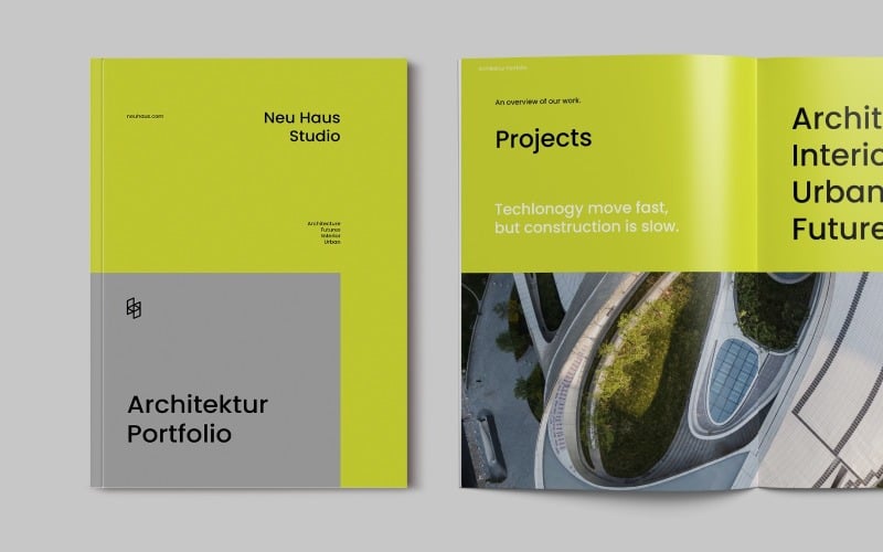 Modèles de magazine de portefeuille de brochure d'architecture créative