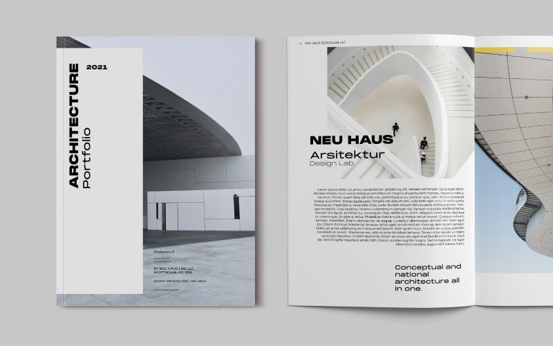 Sjablonen voor architectuurportfoliomagazine