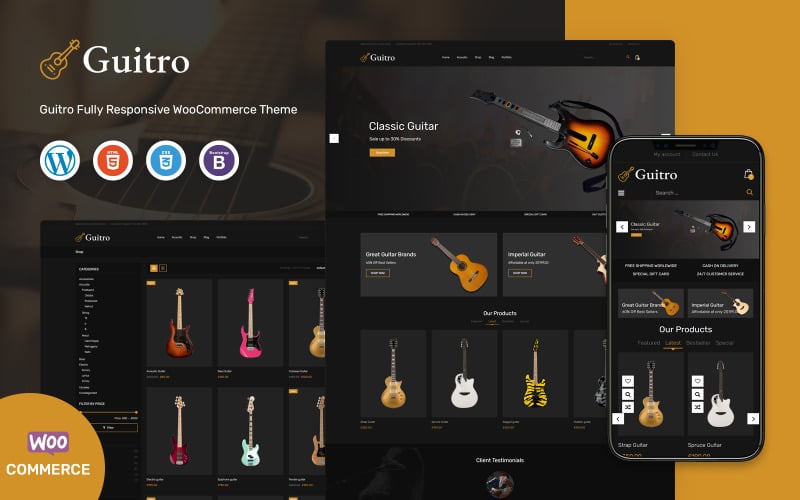 Guitro - hudební šablona WooCommerce