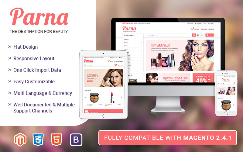 Parna - адаптивна багатоцільова тема Magento 2