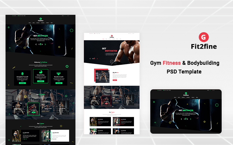 Gym Fitness Testépítő PSD sablon